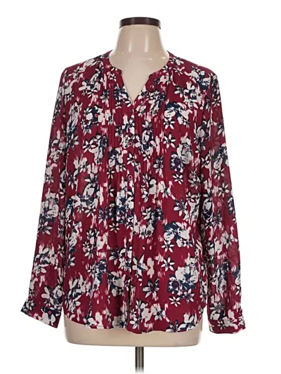 Pre-owned Laura Scott Long Sleeve Blouse In Burgundy
