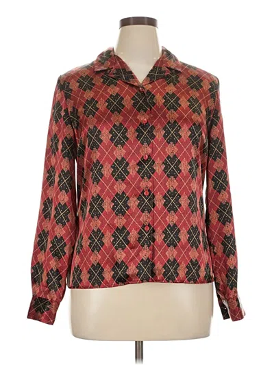 Pre-owned Laura Scott Long Sleeve Blouse In Burgundy