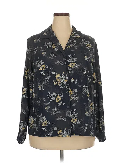 Pre-owned Laura Scott Long Sleeve Blouse In Gray