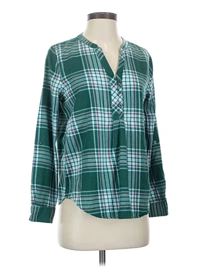 Pre-owned Laura Scott Long Sleeve Blouse In Green