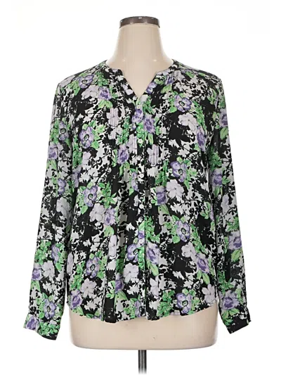 Pre-owned Laura Scott Long Sleeve Blouse In Green