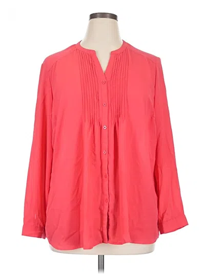 Pre-owned Laura Scott Long Sleeve Blouse In Pink