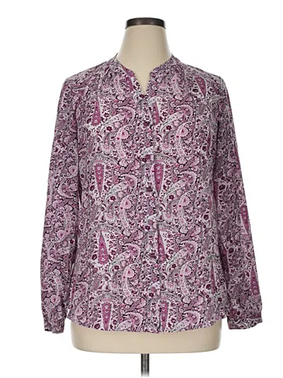Pre-owned Laura Scott Long Sleeve Blouse In Purple