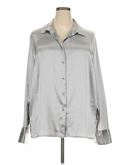 Pre-owned Laura Scott Long Sleeve Blouse In Silver