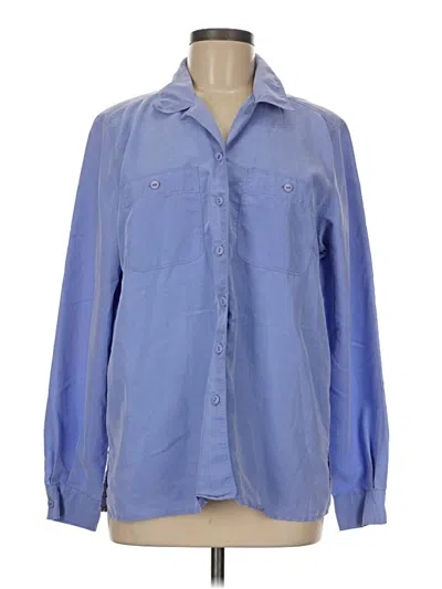 Pre-owned Laura Scott Long Sleeve Button Down Shirt In Blue