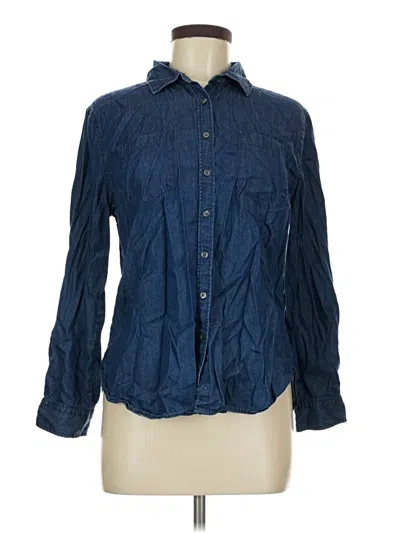 Pre-owned Laura Scott Long Sleeve Button Down Shirt In Blue