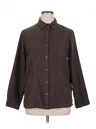 Pre-owned Laura Scott Long Sleeve Button Down Shirt In Brown