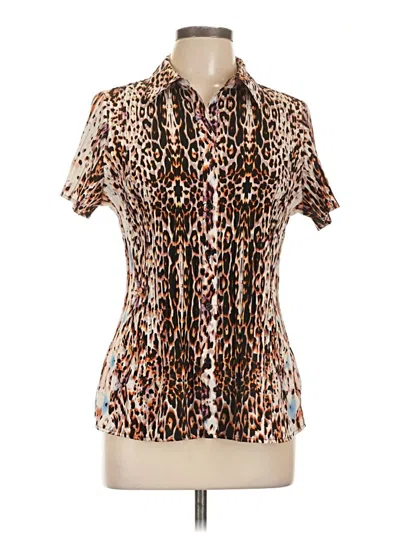 Pre-owned Laura Scott Short Sleeve Blouse In Brown