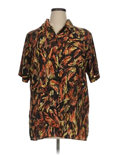 Pre-owned Laura Scott Short Sleeve Blouse In Brown