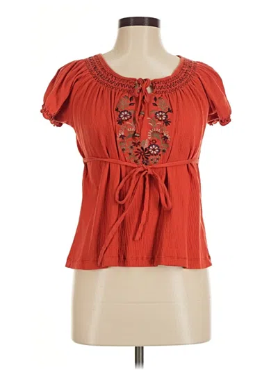 Pre-owned Laura Scott Short Sleeve Blouse In Orange