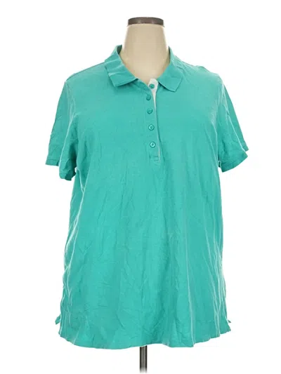 Pre-owned Laura Scott Short Sleeve Button Down Shirt In Teal