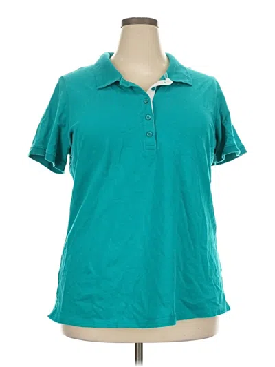 Pre-owned Laura Scott Short Sleeve Polo Shirt In Teal