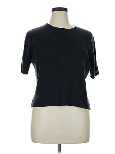 Pre-owned Laura Scott Short Sleeve Top Black Crew Neck Tops