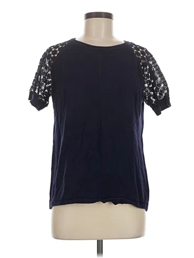 Pre-owned Laura Scott Short Sleeve Top Blue Crew Neck Tops