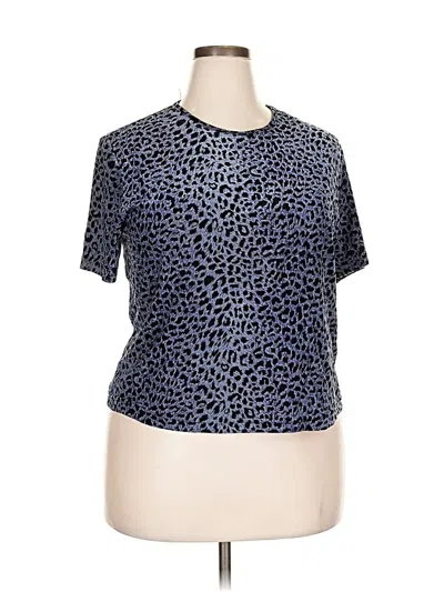 Pre-owned Laura Scott Short Sleeve Top Blue Keyhole Neckline Tops