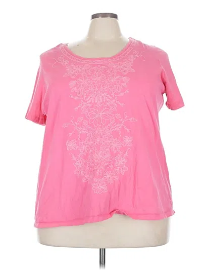 Pre-owned Laura Scott Short Sleeve Top Pink Scoop Neck Tops