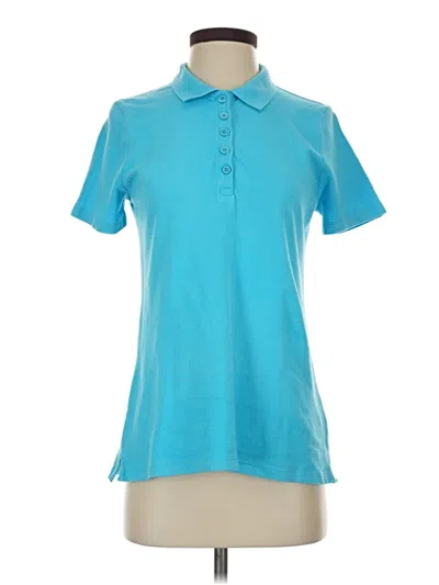 Pre-owned Laura Scott Short Sleeve Top Teal Collared Neckline Tops