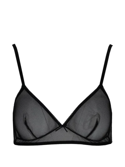 Laura Urbinati Bow-detail Mesh Bra In Black