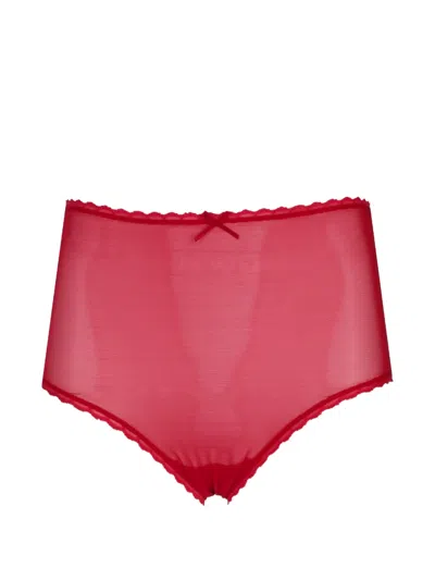 Laura Urbinati Bow-detail Tulle Briefs In Red