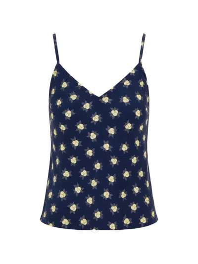 Laura Urbinati Camellia-print Blouse In Blue