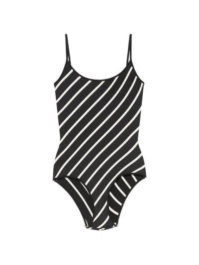 Laura Urbinati Diagonal-stripe Swimsuit In Black