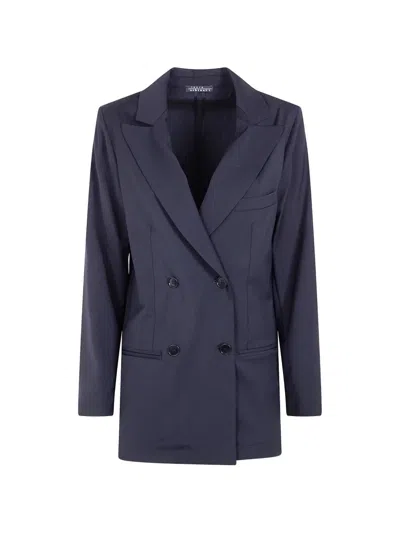 Laura Urbinati Double Breasted Jacket In Blue