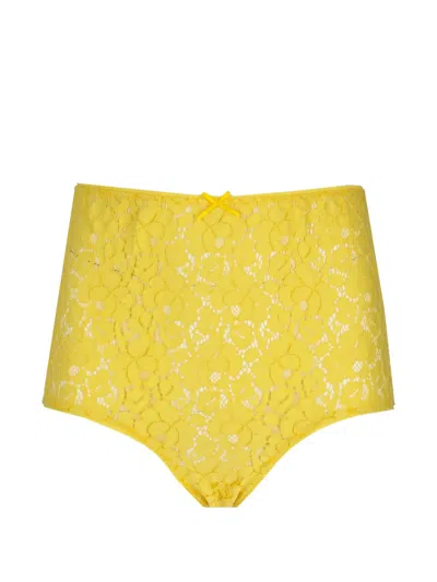 Laura Urbinati Floral-lace Briefs In Yellow