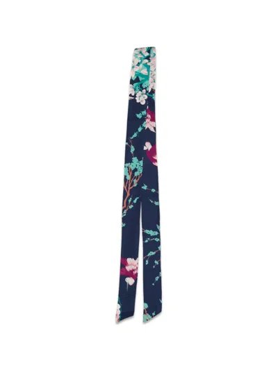Laura Urbinati Floral-print Satin Belt In Blue