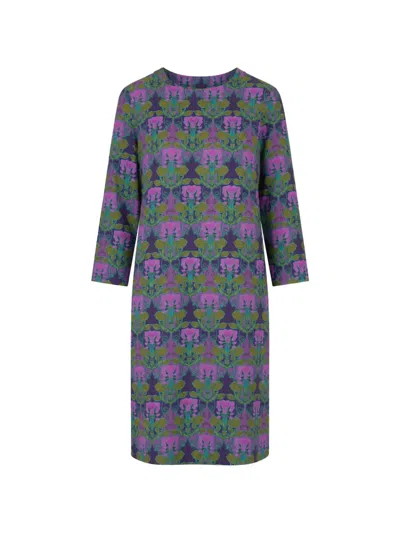 Laura Urbinati Floral-print Shift Mini Dress In Gray