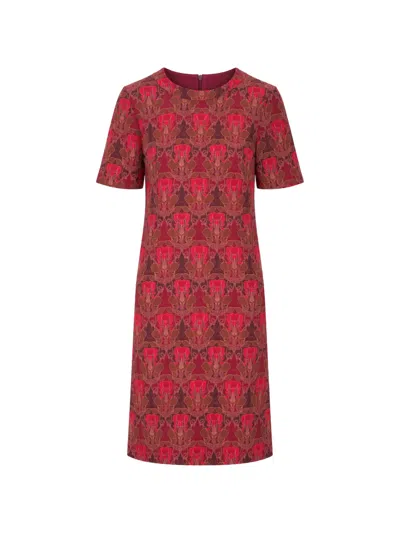 Laura Urbinati Floral-print Short-sleeve Midi Dress In Red