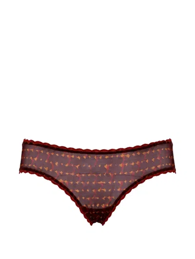 Laura Urbinati 기하학 프린트 레이스 트리밍 브리프 In Burgundy