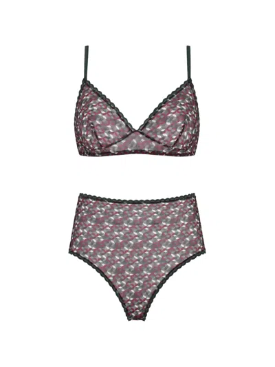 Laura Urbinati Geometric-print Lace-trim Briefs In Purple