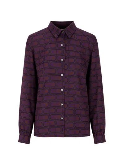Laura Urbinati Geometric-print Long-sleeved Shirt In Purple