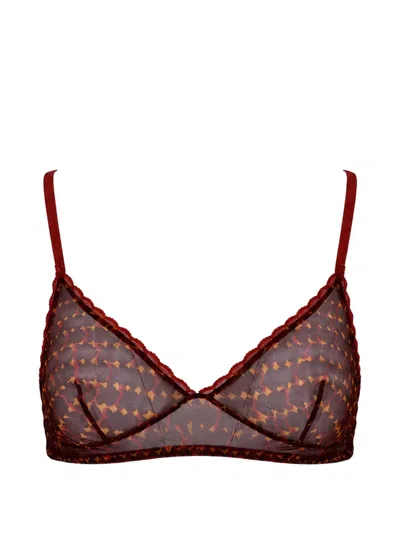 Laura Urbinati 기하학 프린트 시스루 브라 In Burgundy