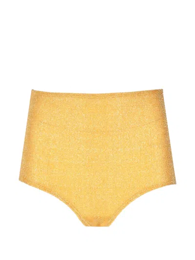 Laura Urbinati Glitter-effect High-waist Bikini Bottom In Yellow