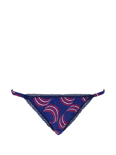 Laura Urbinati Graphic-print Lace-trim Briefs In Blue