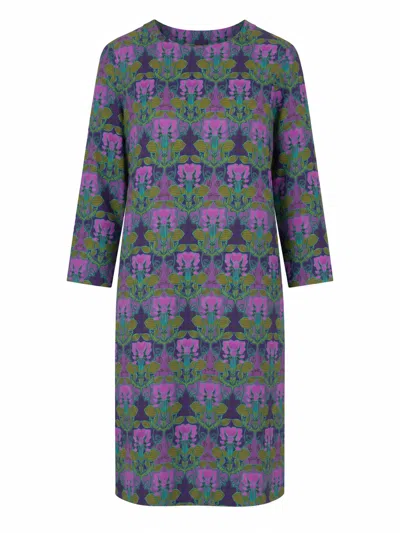 Laura Urbinati Tunic Dress Stretch Purple In Multi
