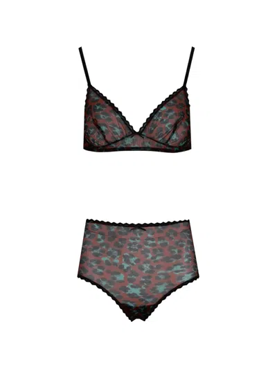 Laura Urbinati Leopard-print Mesh Bra In Black