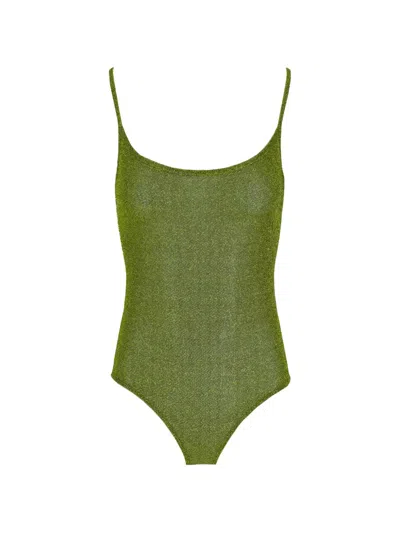 Laura Urbinati Lurex-knit Swuimsuit In Green