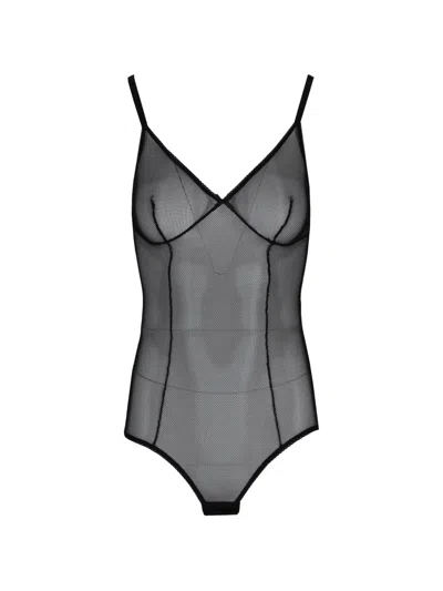Laura Urbinati Mesh-panelled Bodysuit In Black