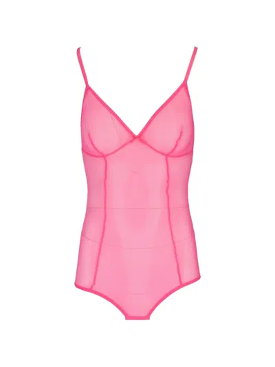 Laura Urbinati Mesh-panelled Bodysuit In Pink