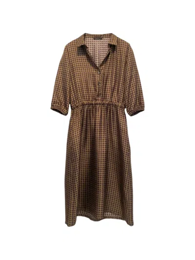 Laura Urbinati Paisley-print Elasticated-waist Dress In Brown