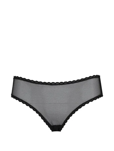 Laura Urbinati Scalloped-edge Mesh Briefs In Black