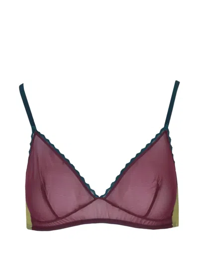 Laura Urbinati Sheer Lace-trim Bra In Purple