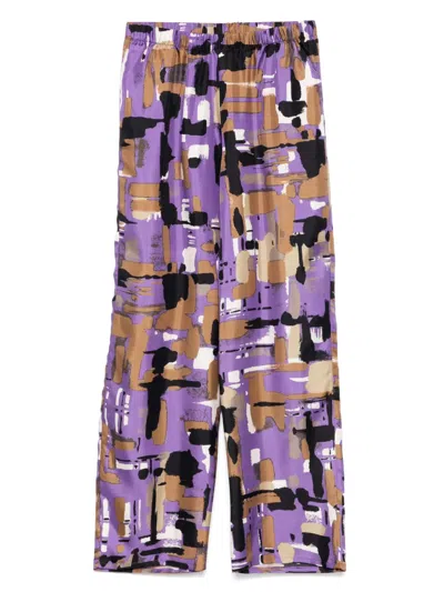 Laura Urbinati Silk Trousers In Purple