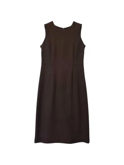 Laura Urbinati Sleeveless Wool Midi Dress In Brown
