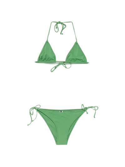 Laura Urbinati Triangle-top Side-tie Bikini In Green