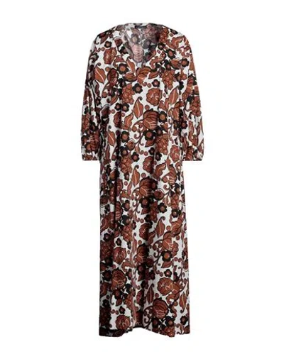 Laura Urbinati Woman Maxi Dress Brown Size 10 Cotton, Elastane