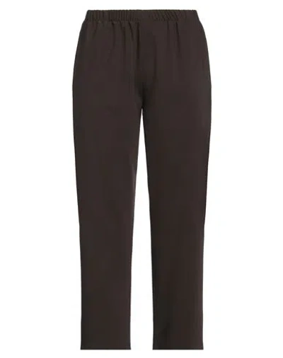 Laura Urbinati Woman Pants Dark Brown Size 6 Virgin Wool, Elastane In Brown