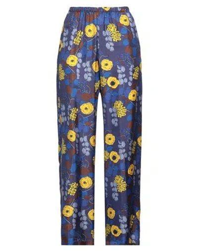 Laura Urbinati Woman Pants Slate Blue Size 4 Silk